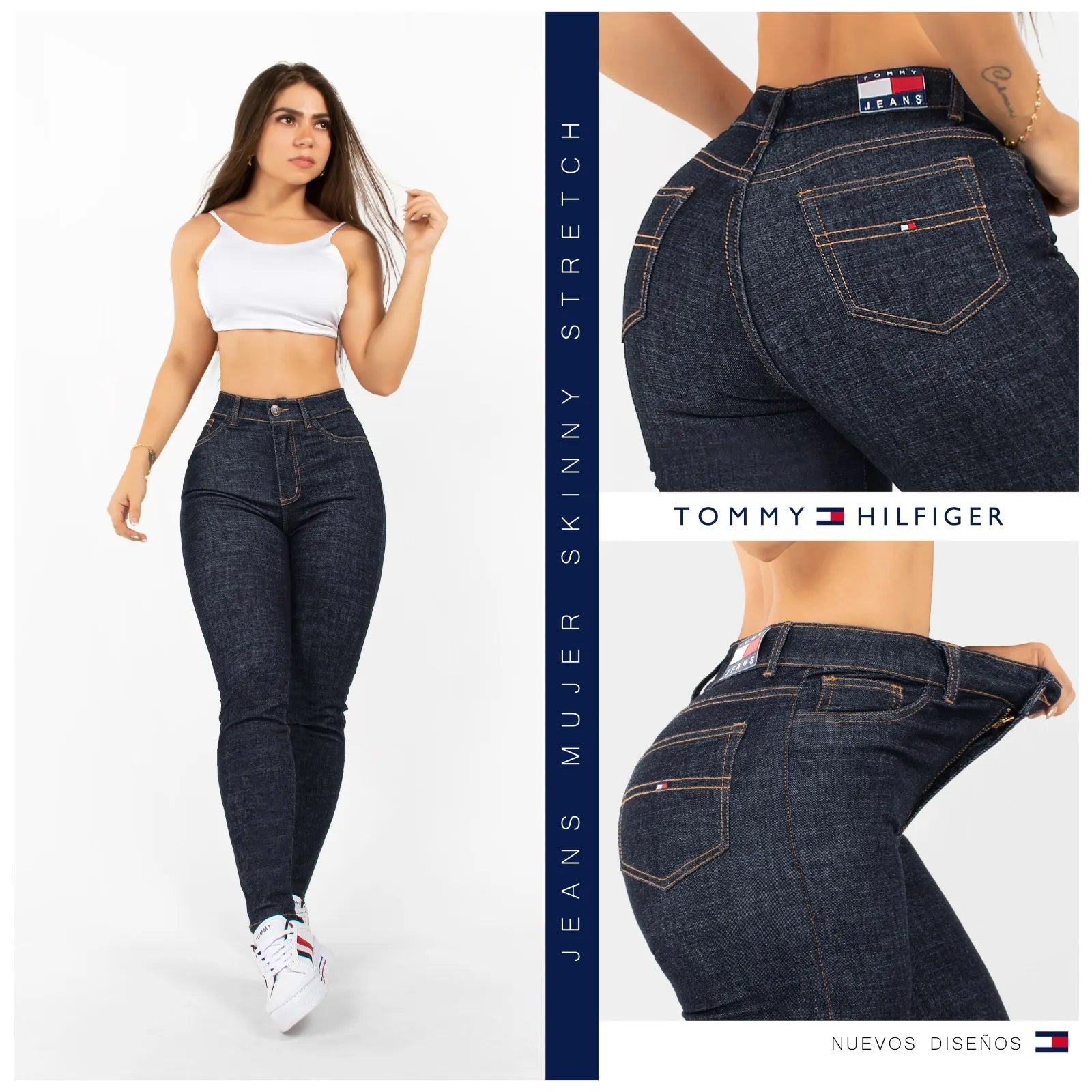 JEANS SKINNY TIRO ALTO TOMMY PREMIUM